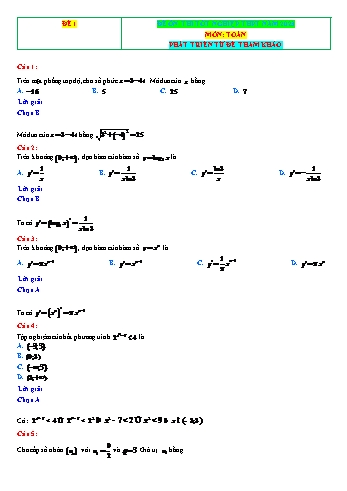 10 Đề ôn thi Tốt nghiệp THPT môn Toán phát triển từ đề tham khảo (Có lời giải)