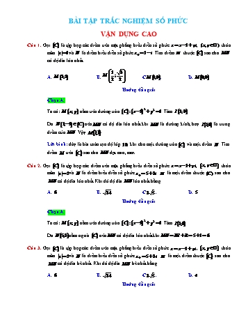 100 Câu trắc nghiệm Toán Lớp 12 (Vận dụng cao) - Số phức (Có hướng dẫn giải)