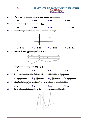 5 Đề luyện thi cấp tốc Tốt nghiệp THPT môn Toán (Bộ 1) - Năm học 2021-2022 (Có hướng dẫn giải)