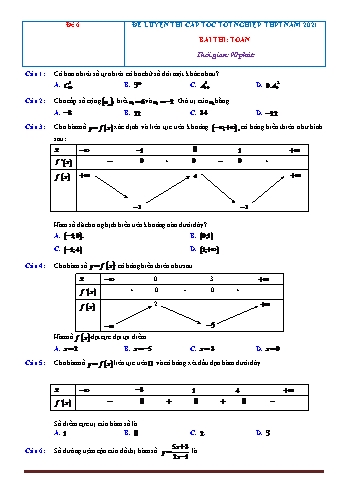 5 Đề luyện thi cấp tốc Tốt nghiệp THPT môn Toán (Bộ 2) - Năm học 2021-2022 (Có hướng dẫn giải)