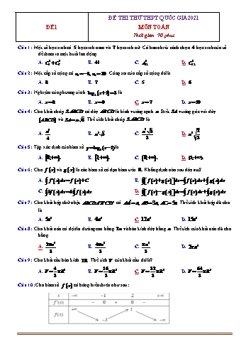 5 Đề thi thử THPT Quốc gia môn Toán (Phần 1) - Năm học 2021-2022 (Có lời giải chi tiết)