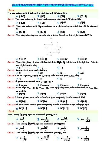 600 Câu trắc nghiệm phát triển từ đề minh họa môn Toán - Năm học 2023-2024 (Có đáp án)