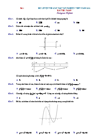 Bộ đề luyện thi cấp tốc Tốt nghiệp THPT môn Toán (Bộ 1) - Năm học 2021-2022 (Có lời giải)