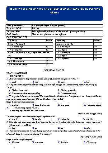 Đề luyện thi đánh giá năng lực Đại học Quốc gia Thành phố Hồ Chí Minh - Đề số 4 (Có lời giải)