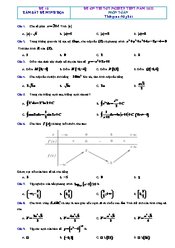 Đề ôn thi Tốt nghiệp THPT môn Toán (Bám sát đề minh họa) - Đề 10 - Năm học 2022-2023 (Có đáp án)