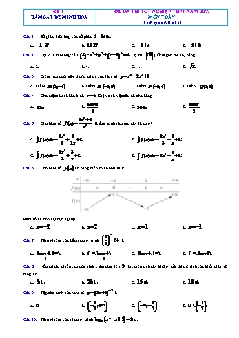 Đề ôn thi Tốt nghiệp THPT môn Toán (Bám sát đề minh họa) - Đề 11 - Năm học 2022-2023 (Có đáp án)