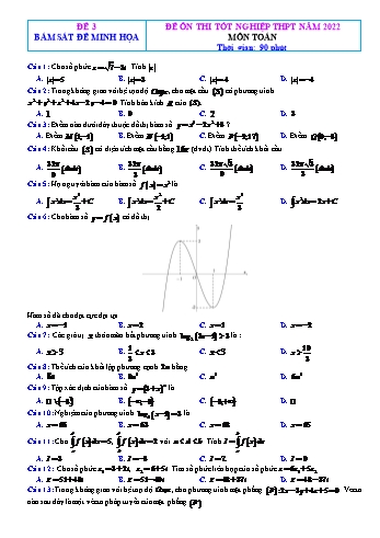 Đề ôn thi Tốt nghiệp THPT môn Toán (Bám sát đề minh họa) - Đề 3 - Năm học 2022-2023 (Có đáp án)