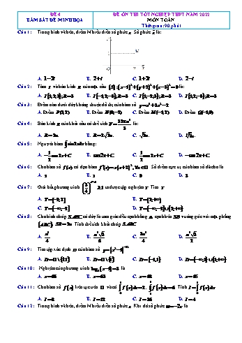 Đề ôn thi Tốt nghiệp THPT môn Toán (Bám sát đề minh họa) - Đề 4 - Năm học 2022-2023 (Có đáp án)