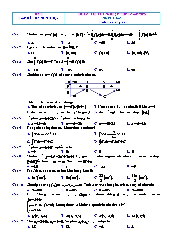 Đề ôn thi Tốt nghiệp THPT môn Toán (Bám sát đề minh họa) - Đề 5 - Năm học 2022-2023 (Có đáp án)