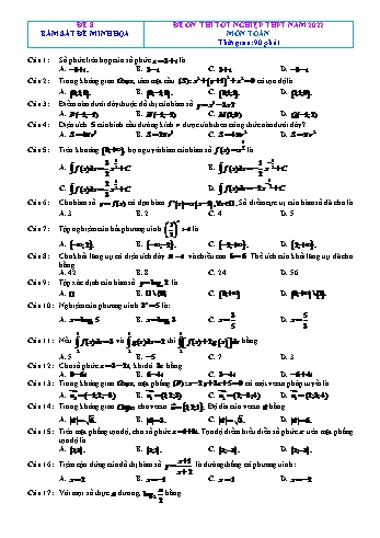 Đề ôn thi Tốt nghiệp THPT môn Toán (Bám sát đề minh họa) - Đề 8 - Năm học 2022-2023 (Có đáp án)