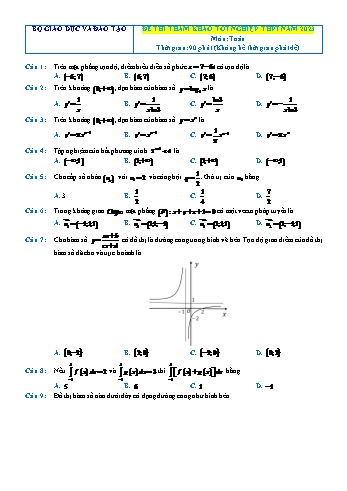 Đề thi tham khảo Tốt nghiệp THPT môn Toán - Năm học 2023-2024 (Có lời giải)