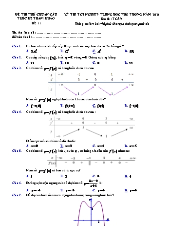 Đề thi thử chuẩn cấu trúc đề tham khảo kì thi Tốt nghiệp THPT môn Toán - Đề 11 - Năm học 2021-2022 (Có lời giải)