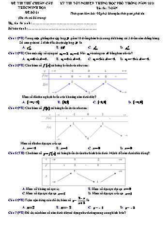 Đề thi thử chuẩn cấu trúc minh họa kỳ thi Tốt nghiệp THPT môn Toán - Năm học 2021-2022 (Có lời giải)