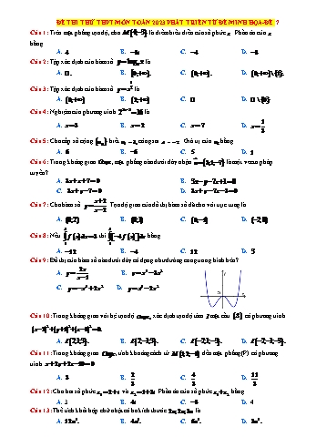 Đề thi thử THPT môn Toán phát triển từ đề minh họa - Đề 7 - Năm học 2023-2024 (Có lời giải)