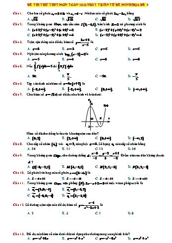 Đề thi thử THPT môn Toán phát triển từ đề minh họa - Đề 9 - Năm học 2023-2024 (Có lời giải)