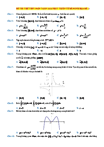 Đề thi thử THPT Quốc gia môn Toán phát triển từ đề minh họa - Đề 3 - Năm học 2023-2024 (Có lời giải)