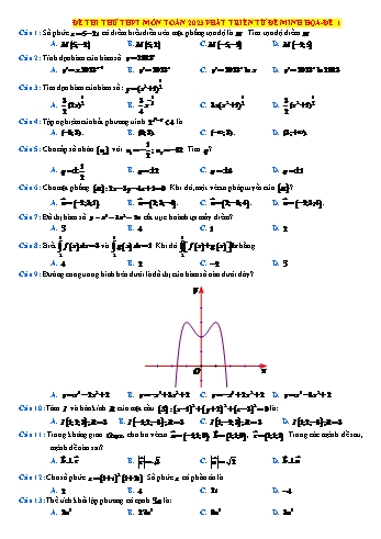 Đề thi thử THPT Quốc gia môn Toán phát triển từ đề minh họa - Đề 1 - Năm học 2023-2024 (Có lời giải)
