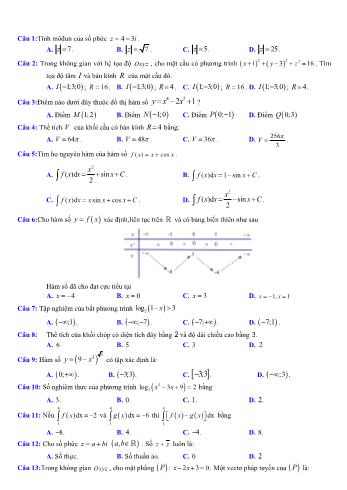 Đề thi thử Tốt nghiệp THPT môn Toán - Đề số 29 - Năm học 2022-2023 (Có lời giải)