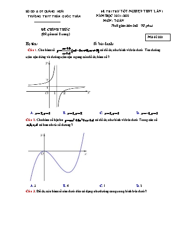 Đề thi thử Tốt nghiệp THPT môn Toán (Lần 1) - Mã đề 001 - Trường THPT Trần Quốc Tuấn (Có đáp án)