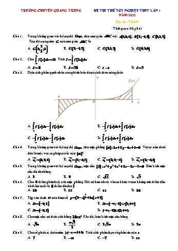 Đề thi thử Tốt nghiệp THPT môn Toán (Lần 1) - Năm học 2022-2023 - Trường THPT chuyên Quang Trung (Có lời giải)