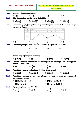 Đề thi thử Tốt nghiệp THPT môn Toán (Lần 1) - Năm học 2023-2024 - Trường THPT chuyên Đại học Vinh (Có lời giải)