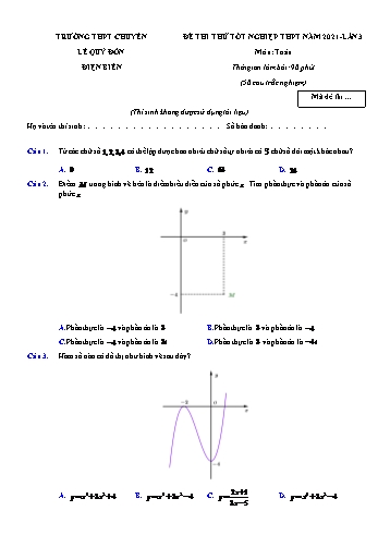Đề thi thử Tốt nghiệp THPT môn Toán (Lần 3) - Năm học 2021-2022 - Trường THPT chuyên Lê Quý Đôn (Có lời giải)
