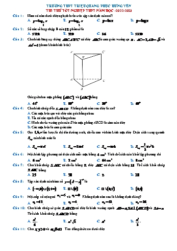 Đề thi thử Tốt nghiệp THPT môn Toán - Năm học 2022-2023 - Trường THPT Triệu Quang Phục (Có lời giải)