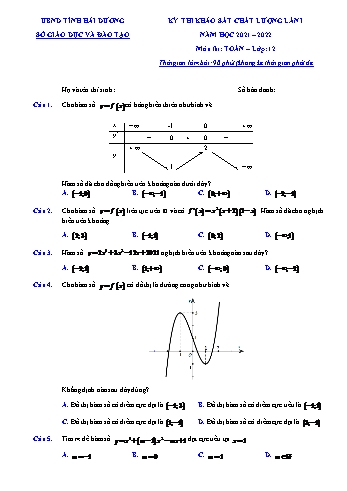 Kỳ thi khảo sát chất lượng Toán Lớp 12 (Lần 1) - Năm học 2021-2022 - Sở GD&ĐT Hải Dương