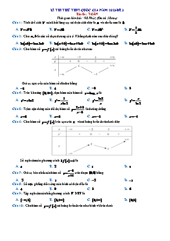 Kỳ thi thử THPT Quốc gia môn Toán - Đề 3 - Năm học 2023-2024 (Có lời giải)