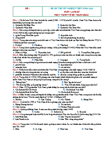 12 Đề ôn thi Tốt nghiệp THPT môn Lịch sử năm 2023