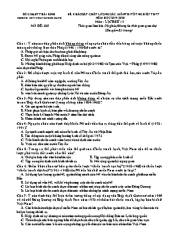 Đề khảo sát chất lượng thi Tốt nghiệp THPT môn Lịch sử năm 2020 - Mã đề 001 - Trường THPT Nguyễn Đức Cảnh