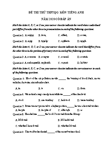 Đề luyện thi THPT Quốc gia môn Tiếng Anh năm 2020 - Đề số 17 (Có đáp án)