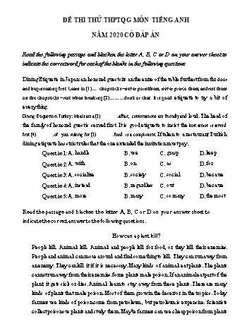 Đề luyện thi THPT Quốc gia môn Tiếng Anh năm 2020 - Đề số 19 (Có đáp án)