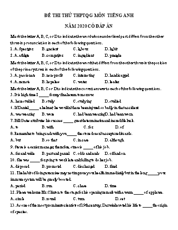 Đề ôn thi THPT Quốc gia môn Tiếng Anh năm 2020 - Đề số 5