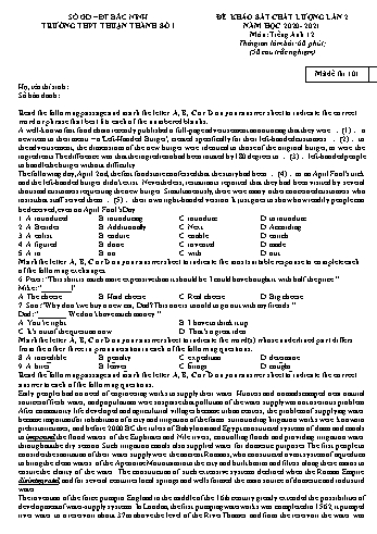 Đề thi khảo sát chất lượng lần 2 môn Tiếng Anh Lớp 12 - Mã đề 101 - Năm học 2020-2021 - Trường THPT Thuận Thành số 1