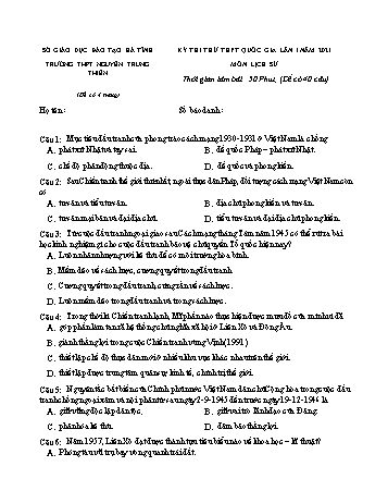 Đề thi thử THPT Quốc gia lần 1 môn Lịch sử năm 2021 - Trường THPT Nguyễn Trung Thiên (Có đáp án)