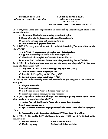 Đề thi thử THPT Quốc gia lần 2 môn Lịch sử - Năm học 2020-2021 - Trường THPT chuyên Thái Bình (Có đáp án)