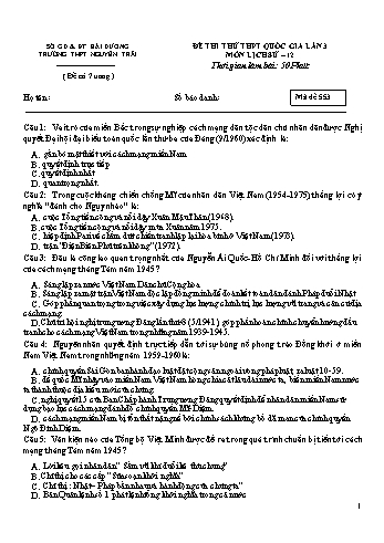 Đề thi thử THPT Quốc gia lần 3 môn Lịch sử - Mã đề 553 - Trường THPT Nguyễn Trãi