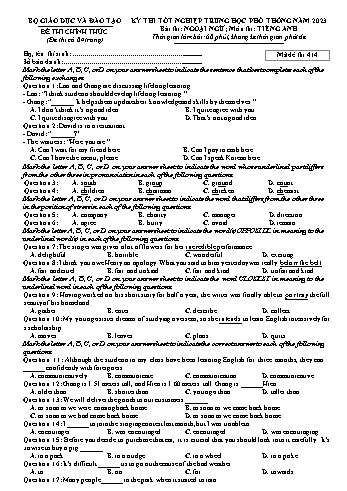 Đề thi Tốt nghiệp THPT môn Tiếng Anh năm 2023 - Mã đề 414 (Kèm đáp án)