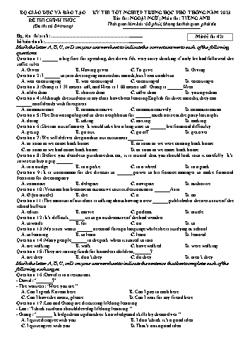 Đề thi Tốt nghiệp THPT môn Tiếng Anh năm 2023 - Mã đề 421 (Kèm đáp án)