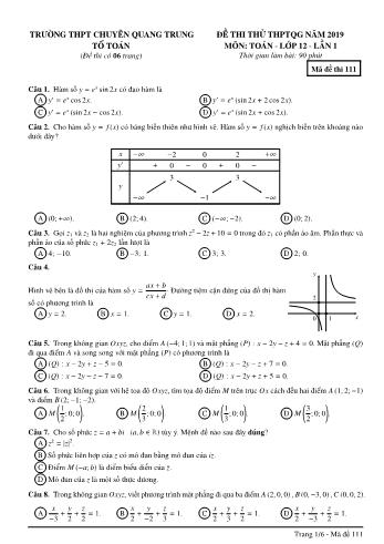 2 Đề thi thử THPT Quốc gia môn Toán (Có đáp án)