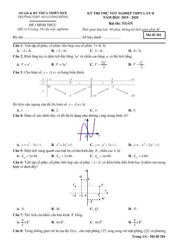 4 Đề thi thử Tốt nghiệp THPT lần 2 môn Toán - Năm học 2019-2020 - Trường THPT An Lương Đông
