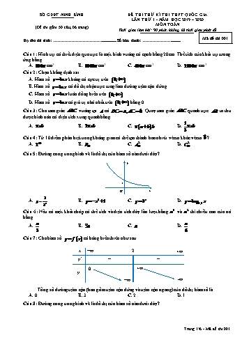 Đề thi thử THPT Quốc gia lần 1 môn Toán - Mã đề 001 - Năm học 2019-2020 - Sở GD và ĐT Ninh Bình