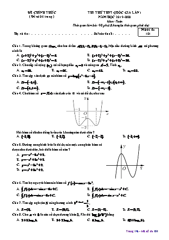 Đề thi thử THPT Quốc gia lần 1 môn Toán - Mã đề 101 - Năm học 2019-2020 - Trường THPT chuyên Hạ Long