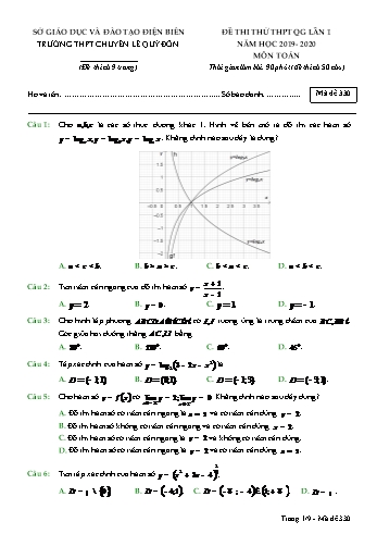 Đề thi thử THPT Quốc gia lần 1 môn Toán - Mã đề 330 - Năm học 2019-2020 - Trường THPT chuyên Lê Quý Đôn