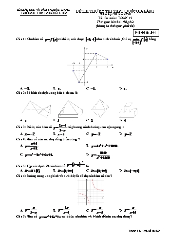 Đề thi thử THPT Quốc gia lần 1 môn Toán - Mã đề 894 - Năm học 2019-2020 - Trường THPT Ngô Sĩ Liên