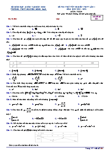 Đề thi thử Tốt nghiệp THPT lần 1 môn Toán - Mã đề 001 - Năm học 2021-2022 - Trường THPT Nguyễn Đăng Đạo (Có đáp án)
